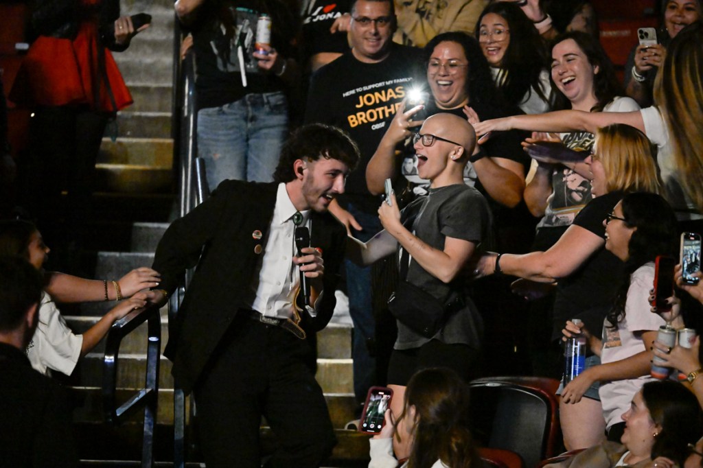 Frankie Jonas and his band the Byzantines performs on stage during the JONAS20: Greetings from Your Hometown Tour at Amerant Bank Arena on Oct. 24, 2025 in Sunrise, Florida.