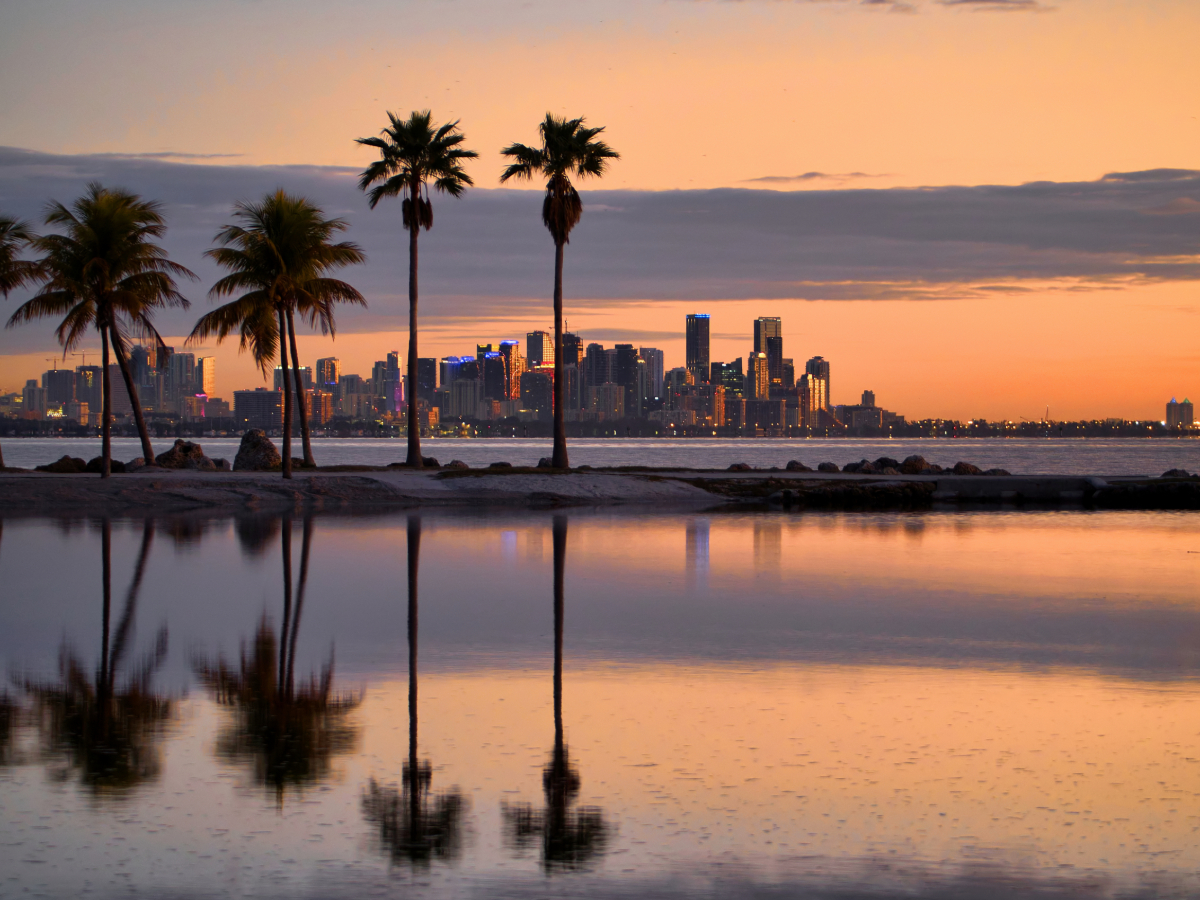 Miami skyline before sunrise.