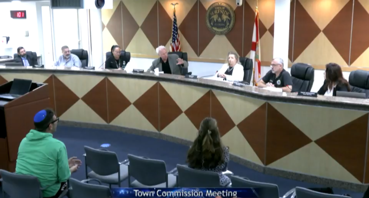 Town of Surfside commissioners sitting on the dais.