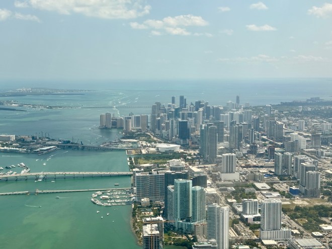 photo of the view of the Miami skyline from an airplane