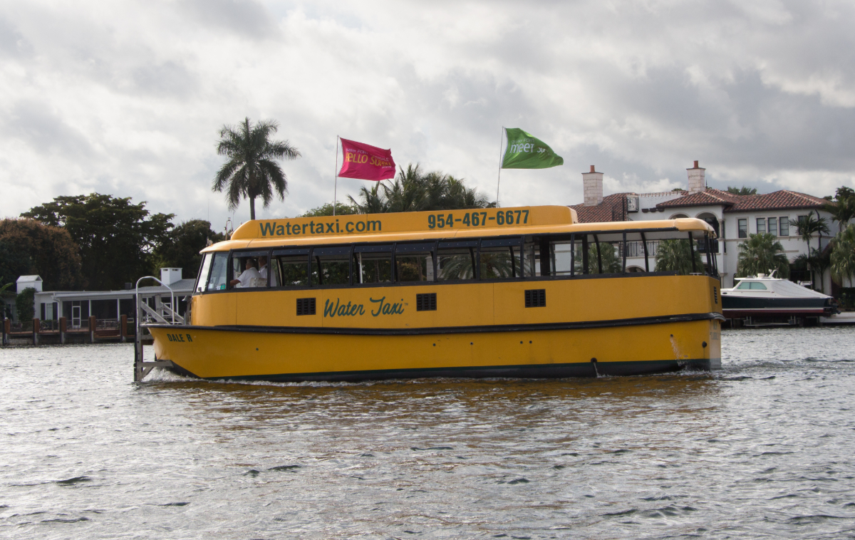 A yellow water taxi