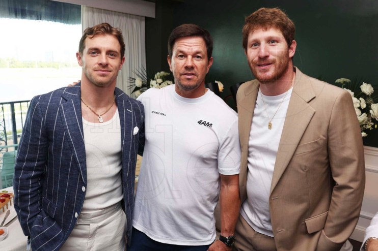 photo of Braxton Berrios, Mark Wahlberg, and Myles Shear posing together