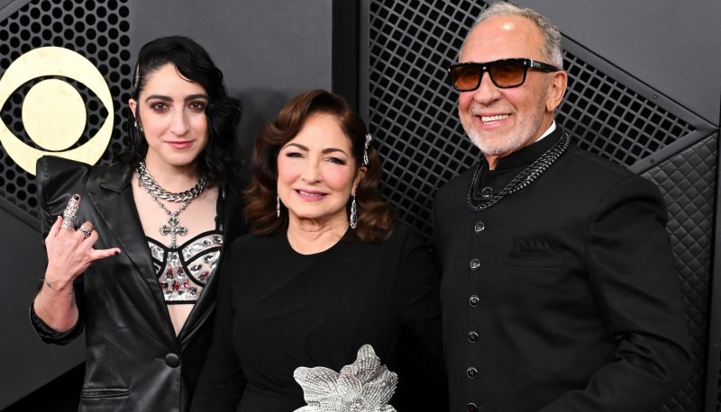 Emily Estefan, Gloria Estefan and Emilio Estefan at The 68th Annual Grammy Awards, broadcasting live Sunday, February 1, 2026 on the CBS Television Network, and streaming live and on demand on Paramount+*.. Photo: Phil McCarten/CBS ©2026 CBS Broadcasting, Inc. All Rights Reserved.