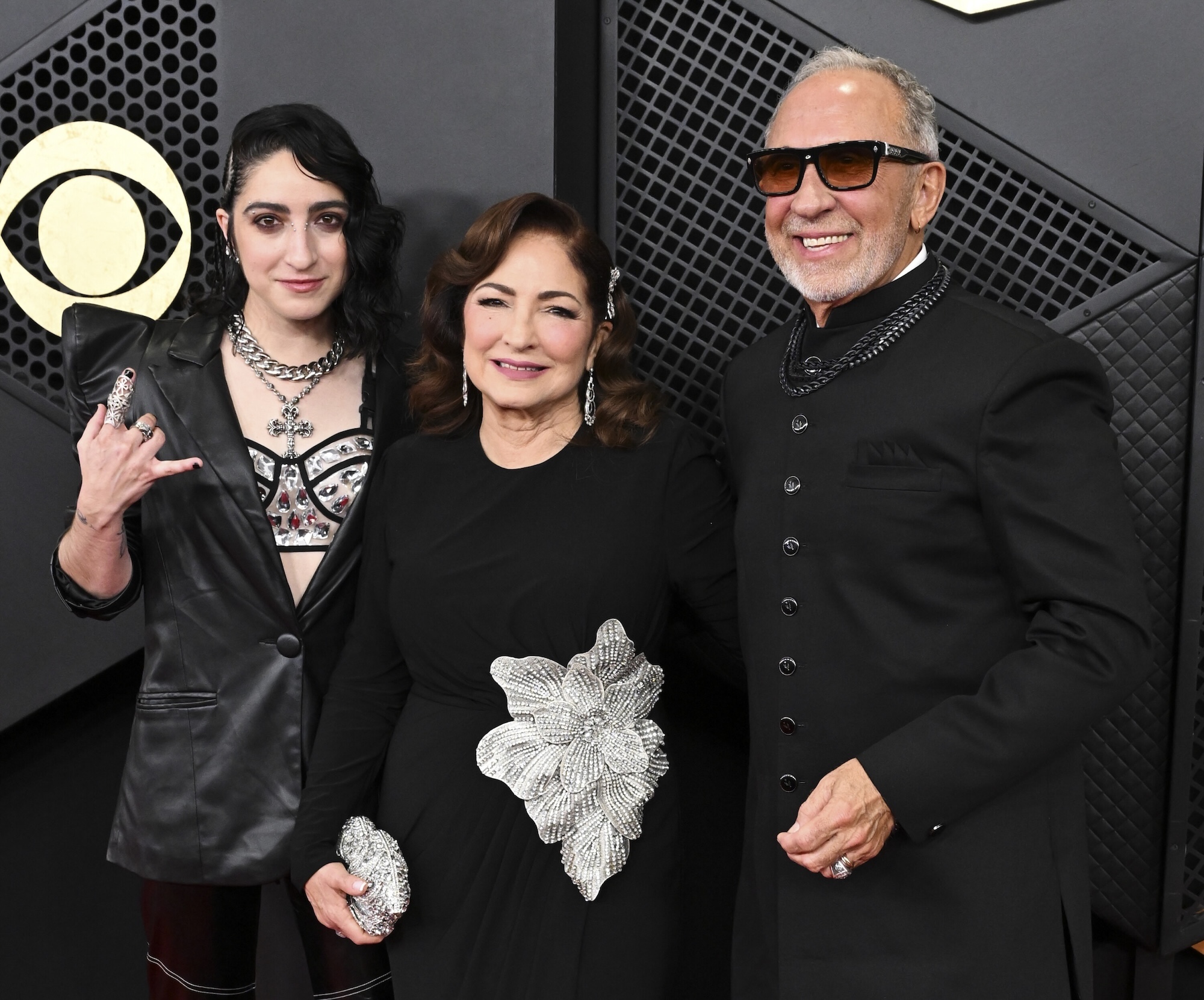 Emily Estefan, Gloria Estefan and Emilio Estefan at The 68th Annual Grammy Awards, broadcasting live Sunday, February 1, 2026 on the CBS Television Network, and streaming live and on demand on Paramount+*.. Photo: Phil McCarten/CBS ©2026 CBS Broadcasting, Inc. All Rights Reserved.