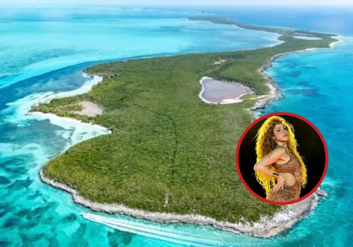 an island surrounded by bright blue waters