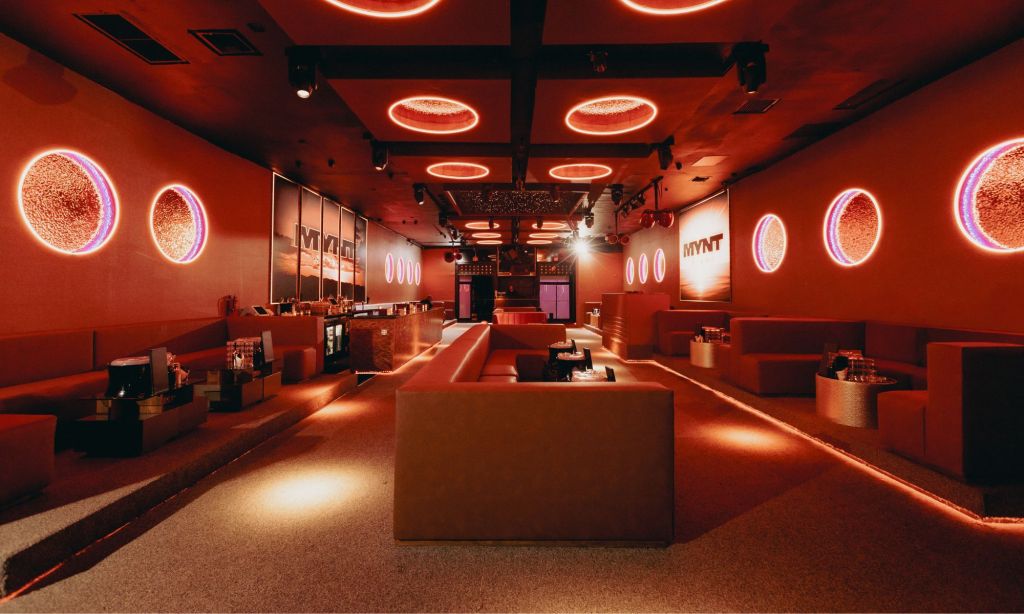 Photo of the interior of a nightclub in Miami Beach.
