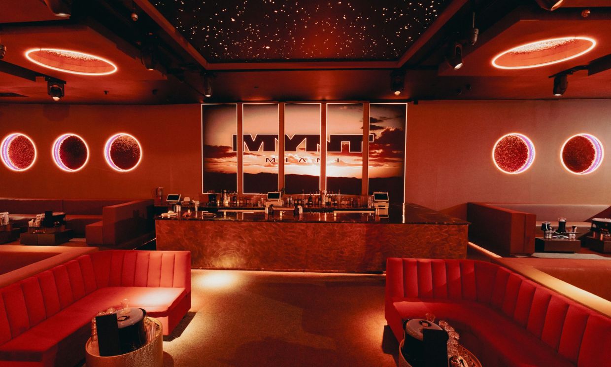 Photo of the interior of a nightclub in Miami Beach.