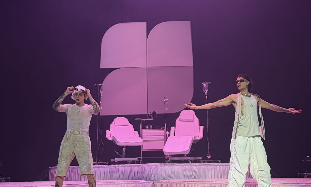 Ca7riel and Paco Amoroso on stage at The Fillmore Miami Beach.