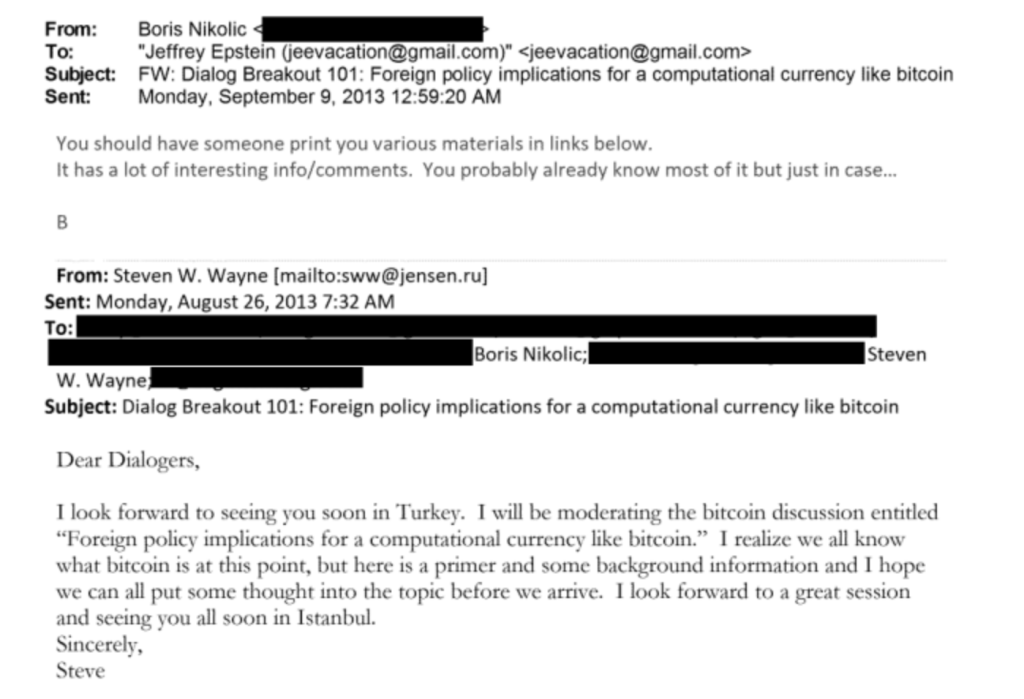 emails between various people and Jeffrey epstein about a group called Dialog
