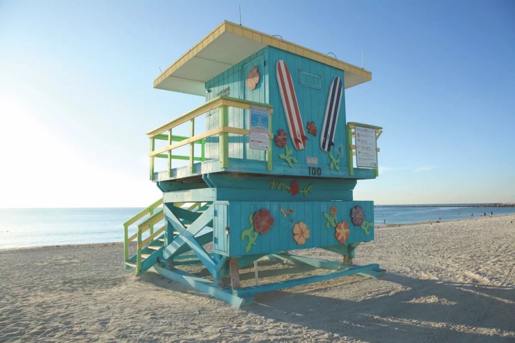 photo of a painted lifeguard stand on Miami Beach