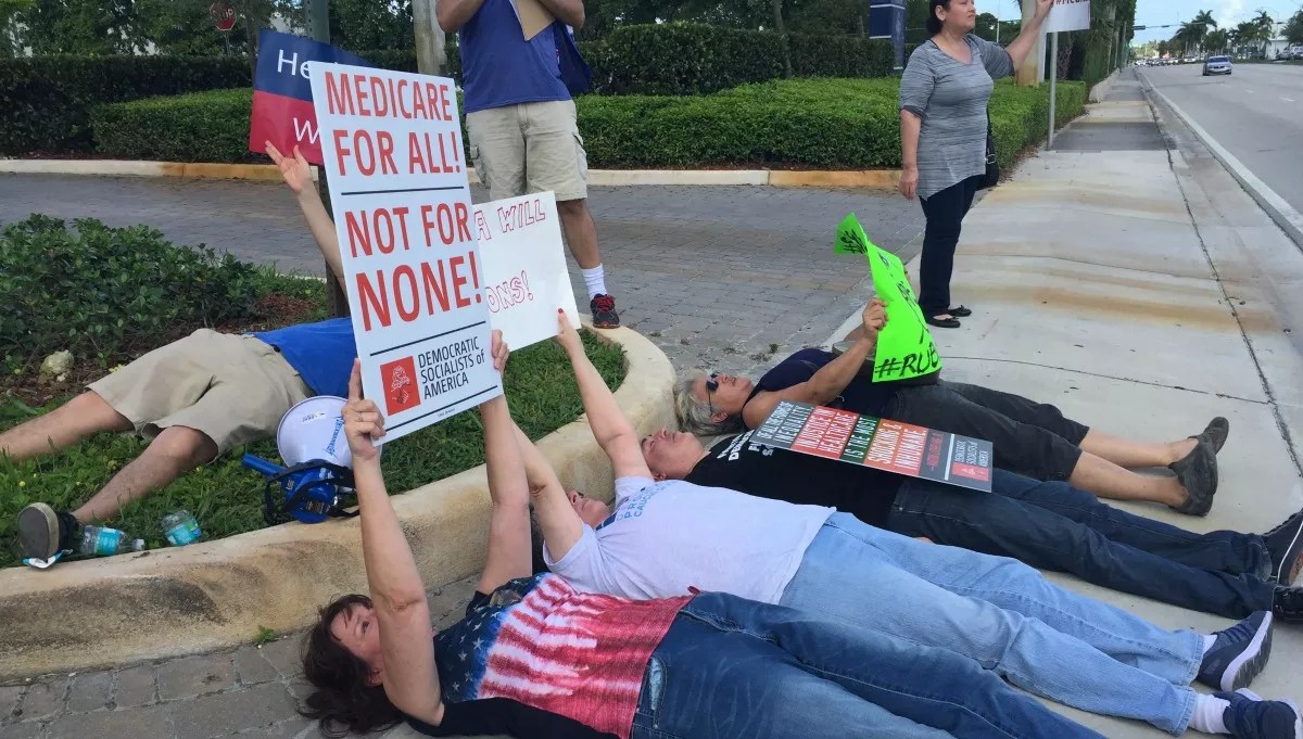 Protesters in Doral Urge Marco Rubio to Vote No on Obamacare Repeal