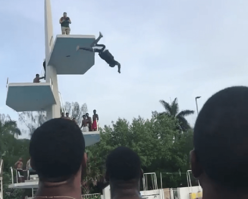 Watch a Miami Hurricanes Football Camper Execute the World’s Worst High Dive