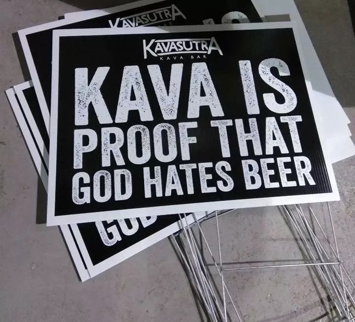 Kava Bar Places “God Hates Beer” Signs in Front of Saltwater Brewery
