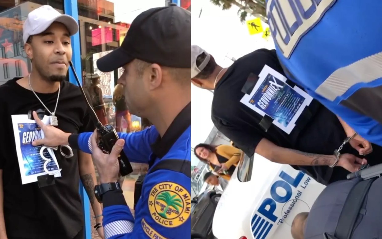 Video Shows Miami Cops Arresting Hip-Hop Artist Geovonniex for Posting Flyers in Wynwood