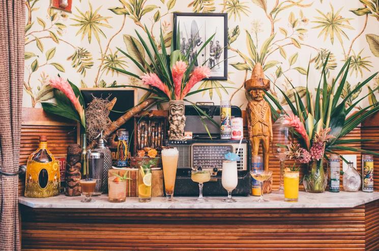 a bar with objects