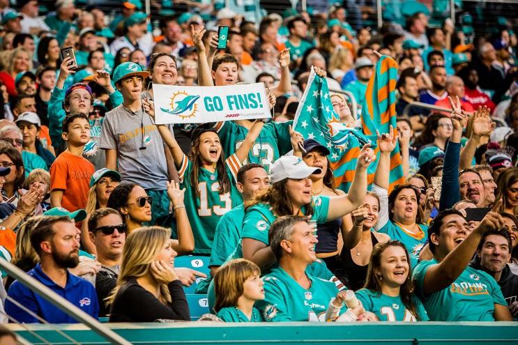 Miami Dolphins fans cheer during a game