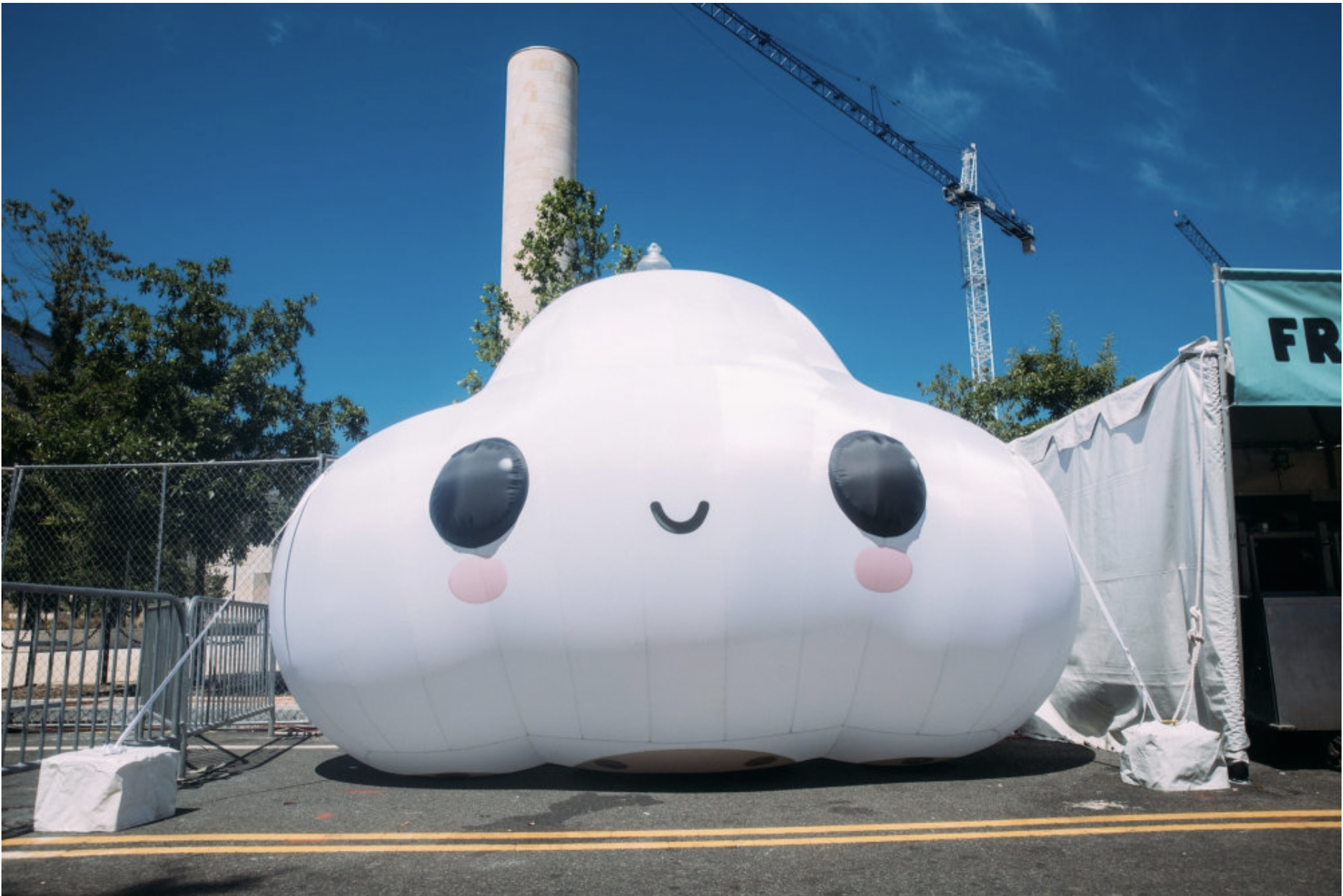FriendsWithYou titled Little Coule features an inflatable cloud with a smiling face