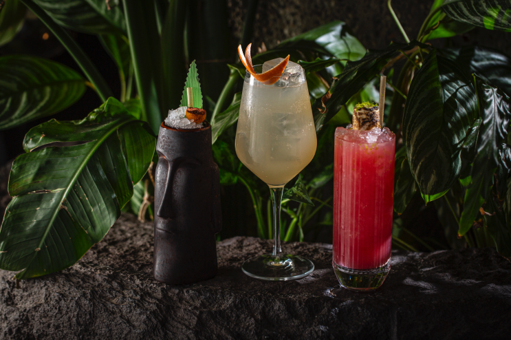 An array of tropical drinks