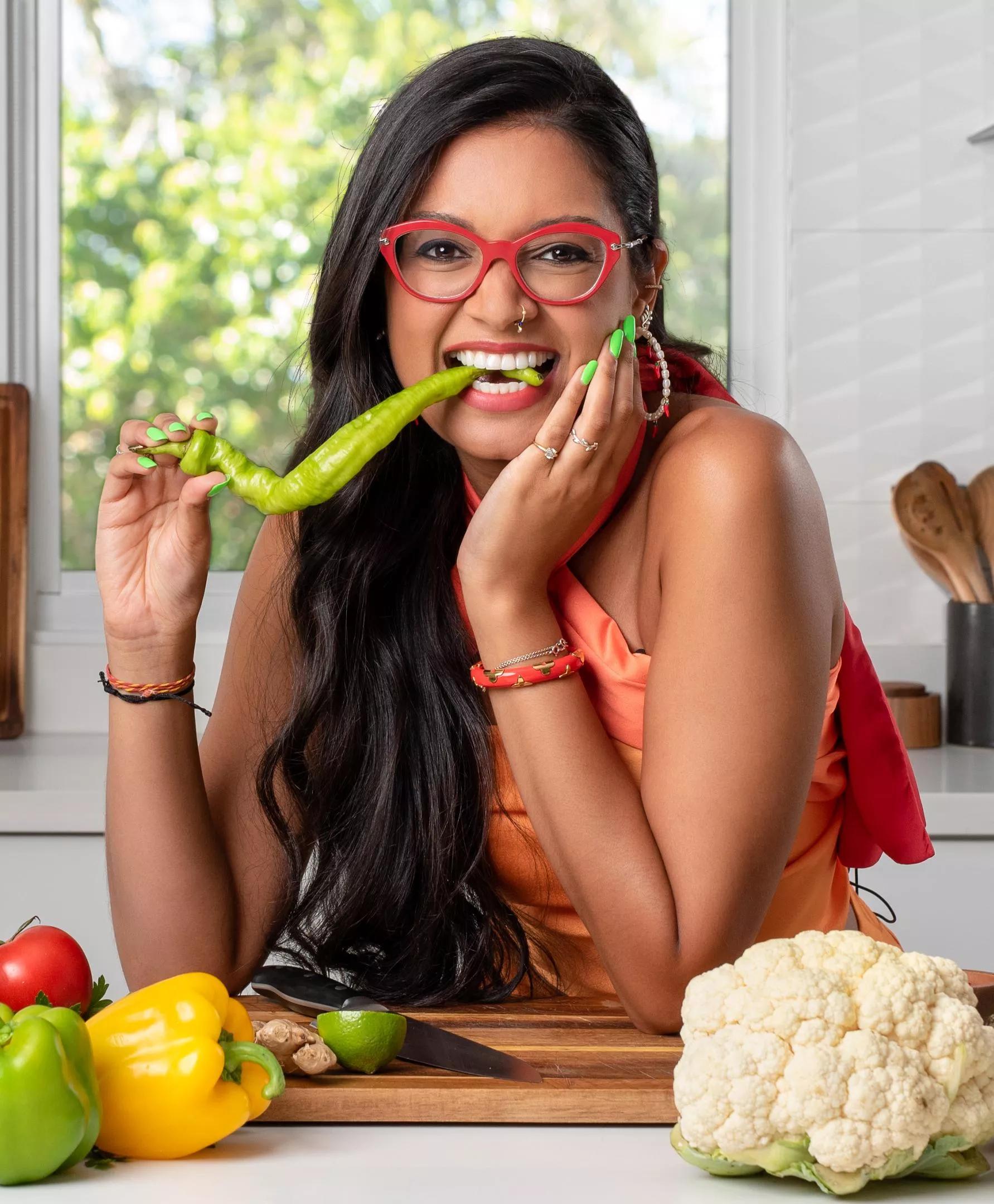 A woman eating