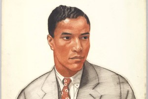 Color sketch drawing of a young black man by Winold Reiss