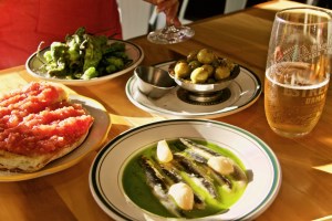 Appetizers on a wood table