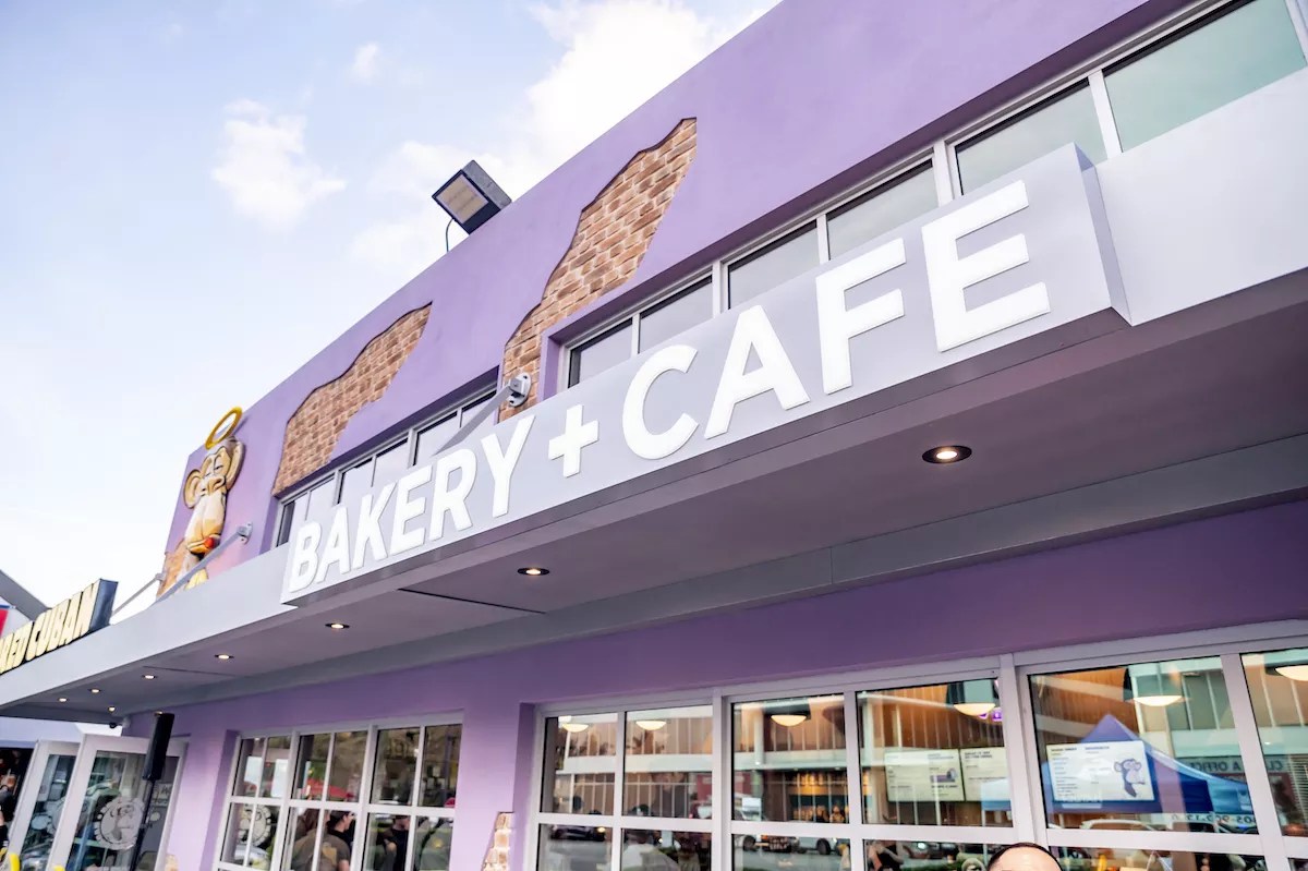 A purple building exterior