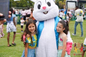 Easter Bunny with two young girls