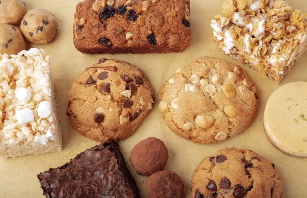 Baked goods on a beige background