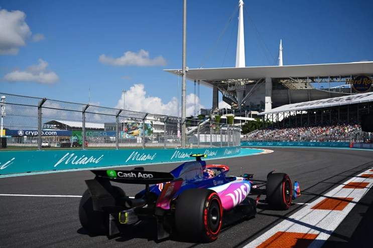 Japanese driver Yuki Tsunoda is on track of the Miami International Autodrome