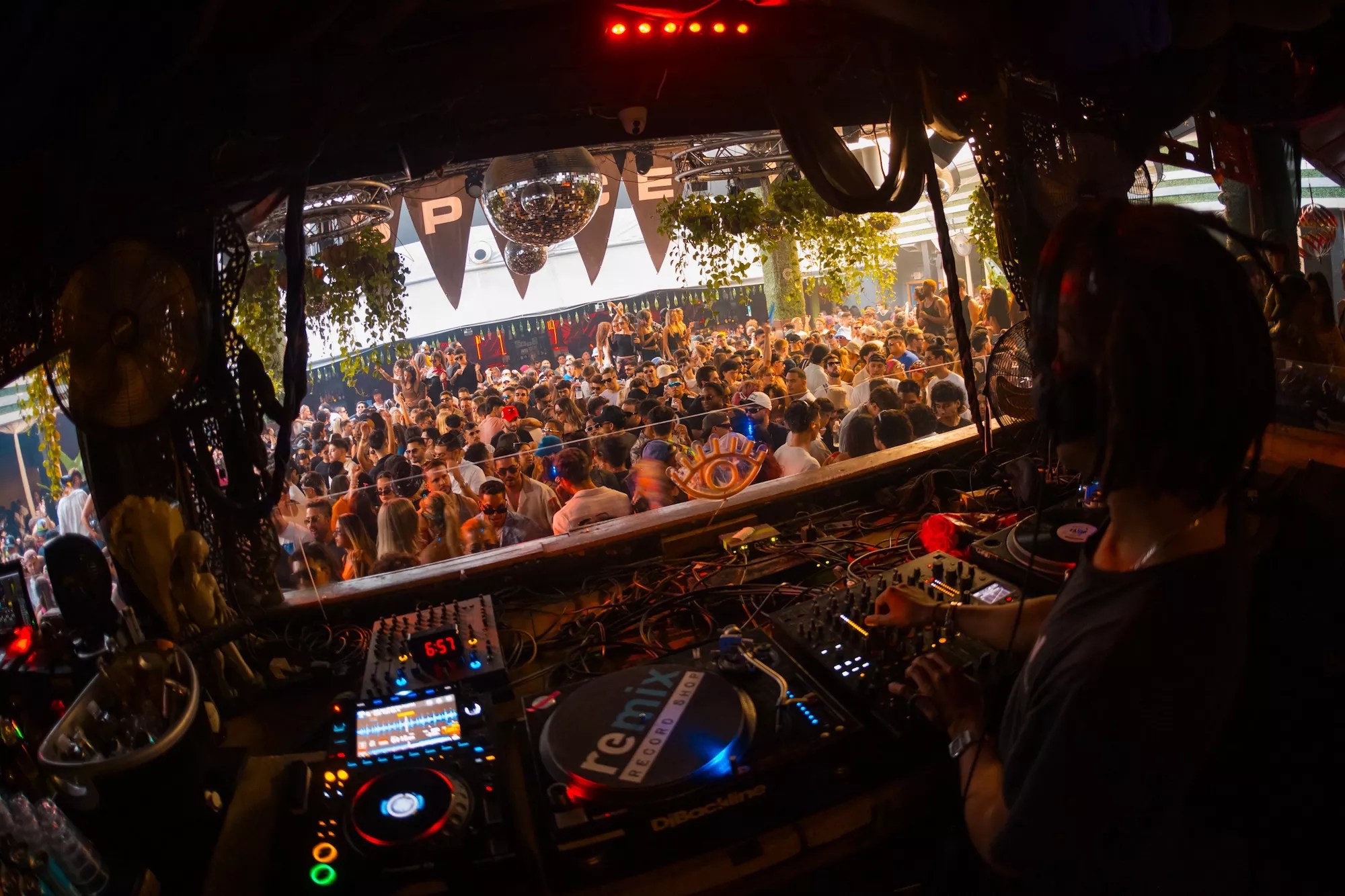 The crowd from the DJ booth at Club Space