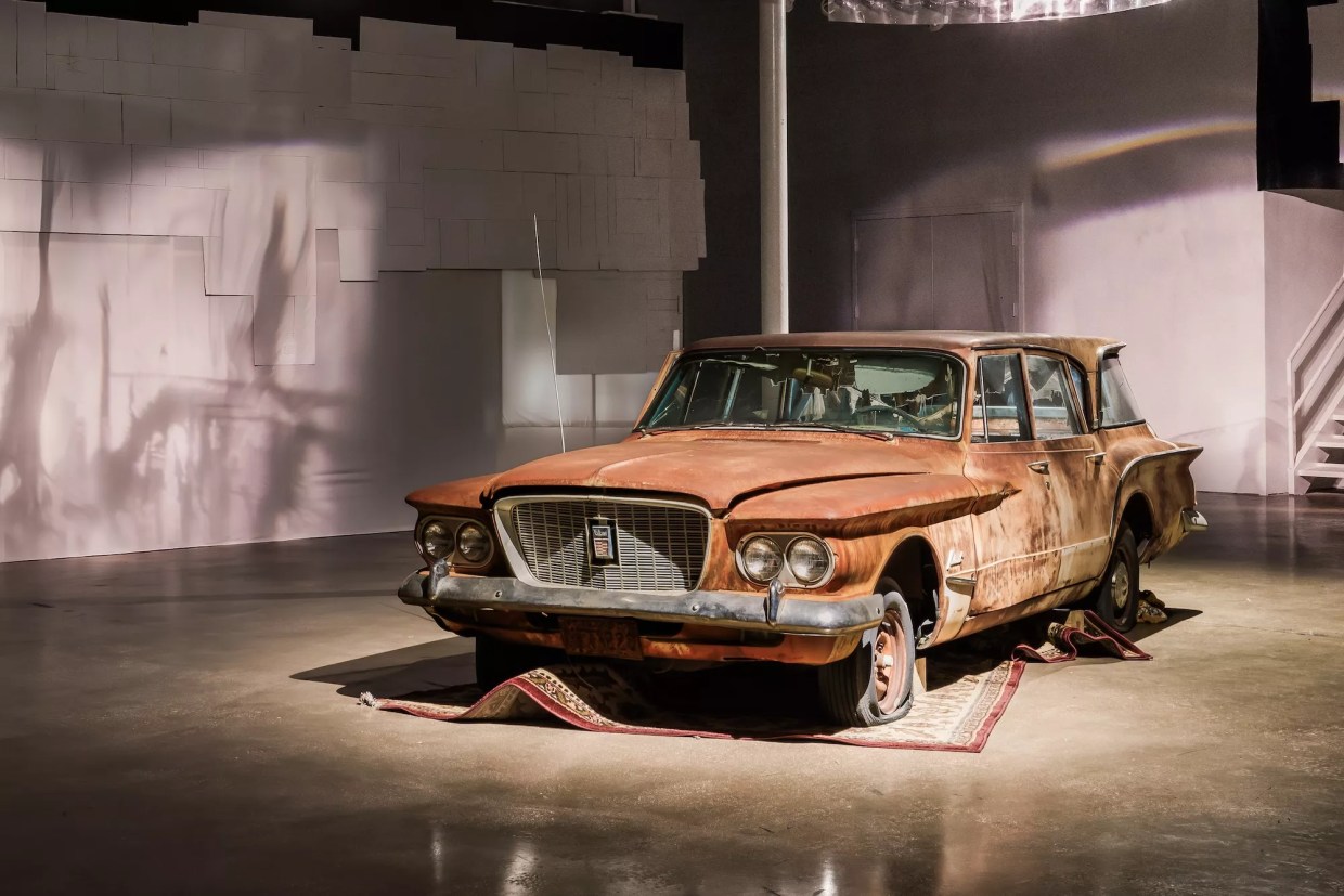"The patience of ordinary things" art installation features a rusted car