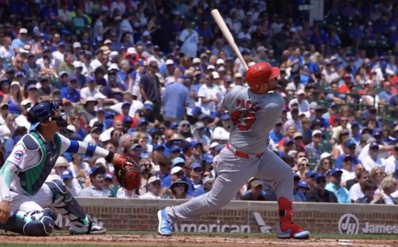 Pedro Pagés at bat at Wrigley Field in Chicago.