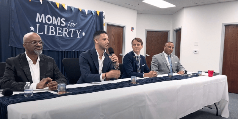 School board candidates at a forum hosted by far-right Moms for Liberty group