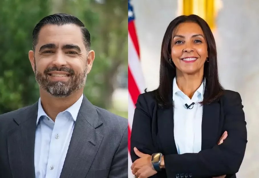 Side by side photos of smiling county sheriff's candidates in Miami-Dade County