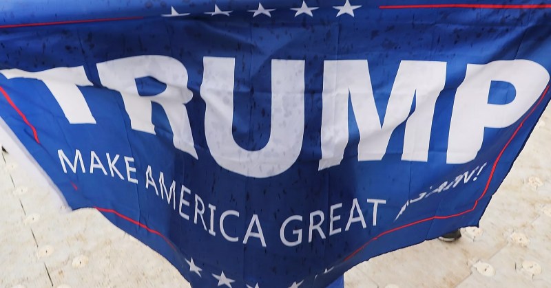 A Trump-supporter's "Make America Great Again" flag