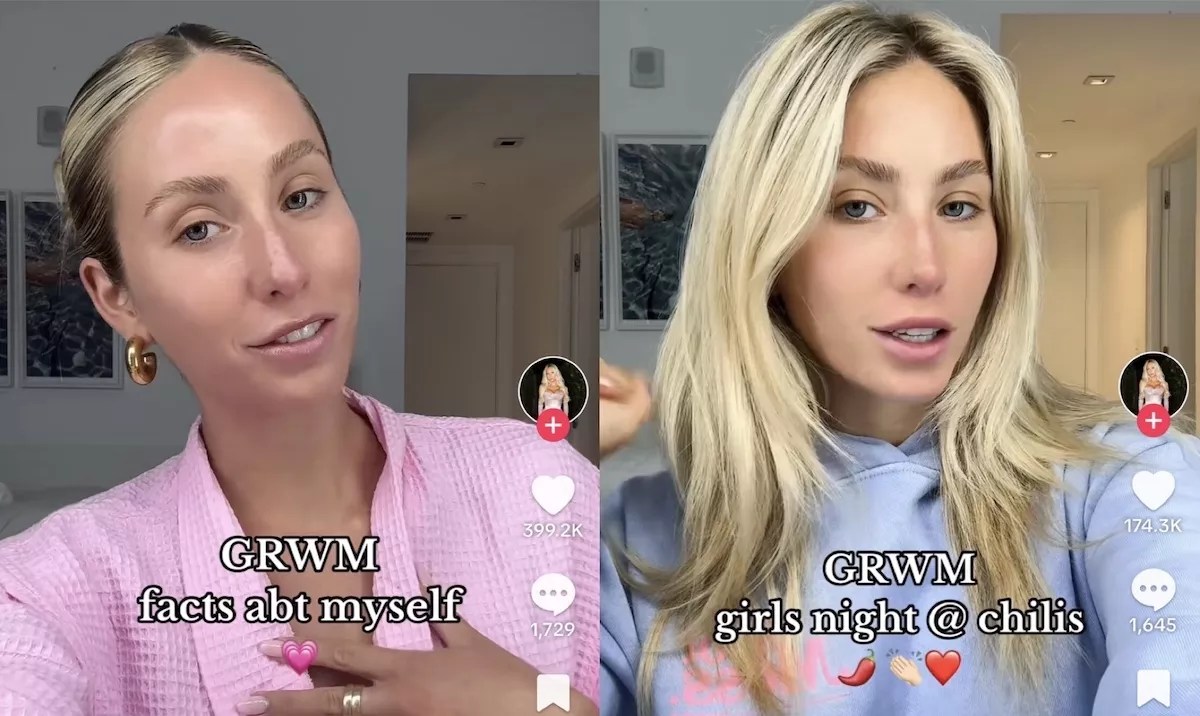 Screenshots show influencer Alix Earle sharing her regular "Get Ready With Me" content on TikTok.
