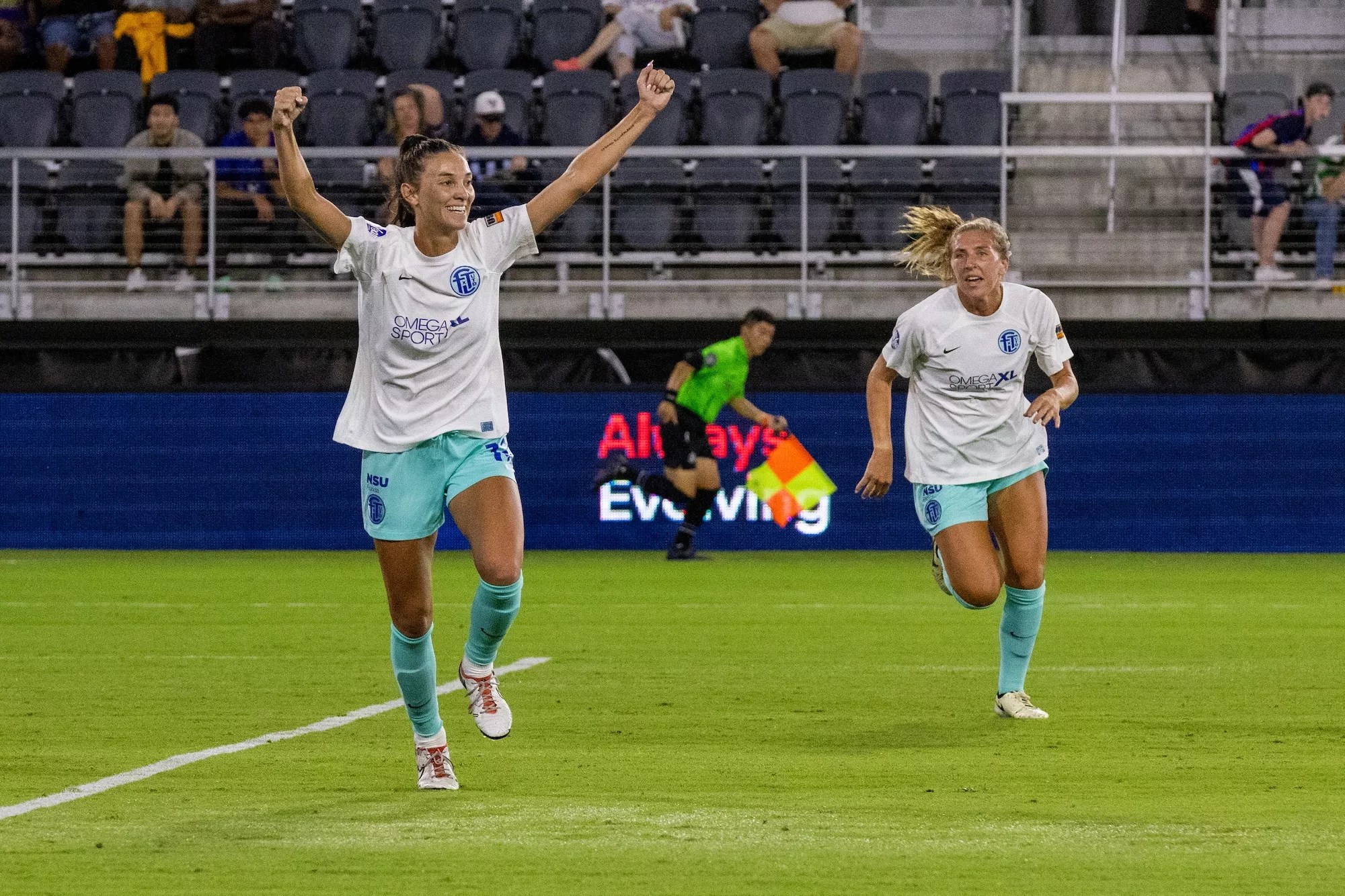 Players for Fort Lauderdale United FC on the field