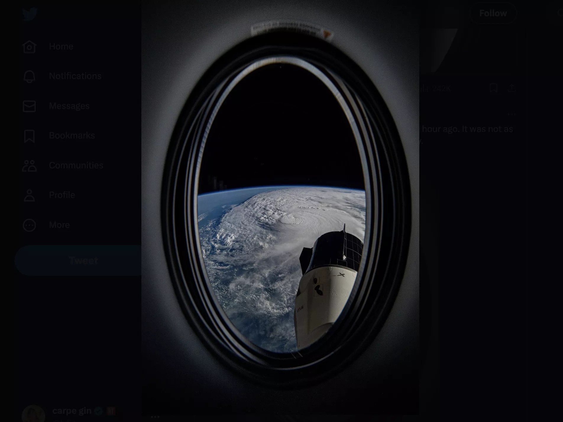 NASA astronaut Matthew Dominick shared a view from the Crew Dragon <i>Endeavour</i>, docked to the International Space Station