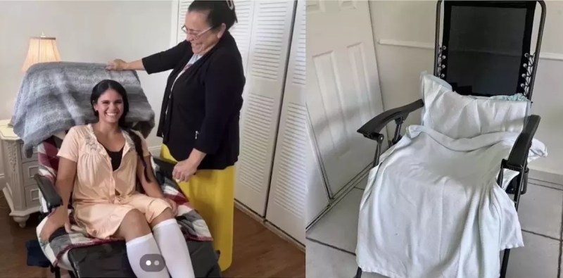 Photos of a chair used for post- Brazilian butt lift surgery. The chair is currently available to rent for $20/day in Miami.