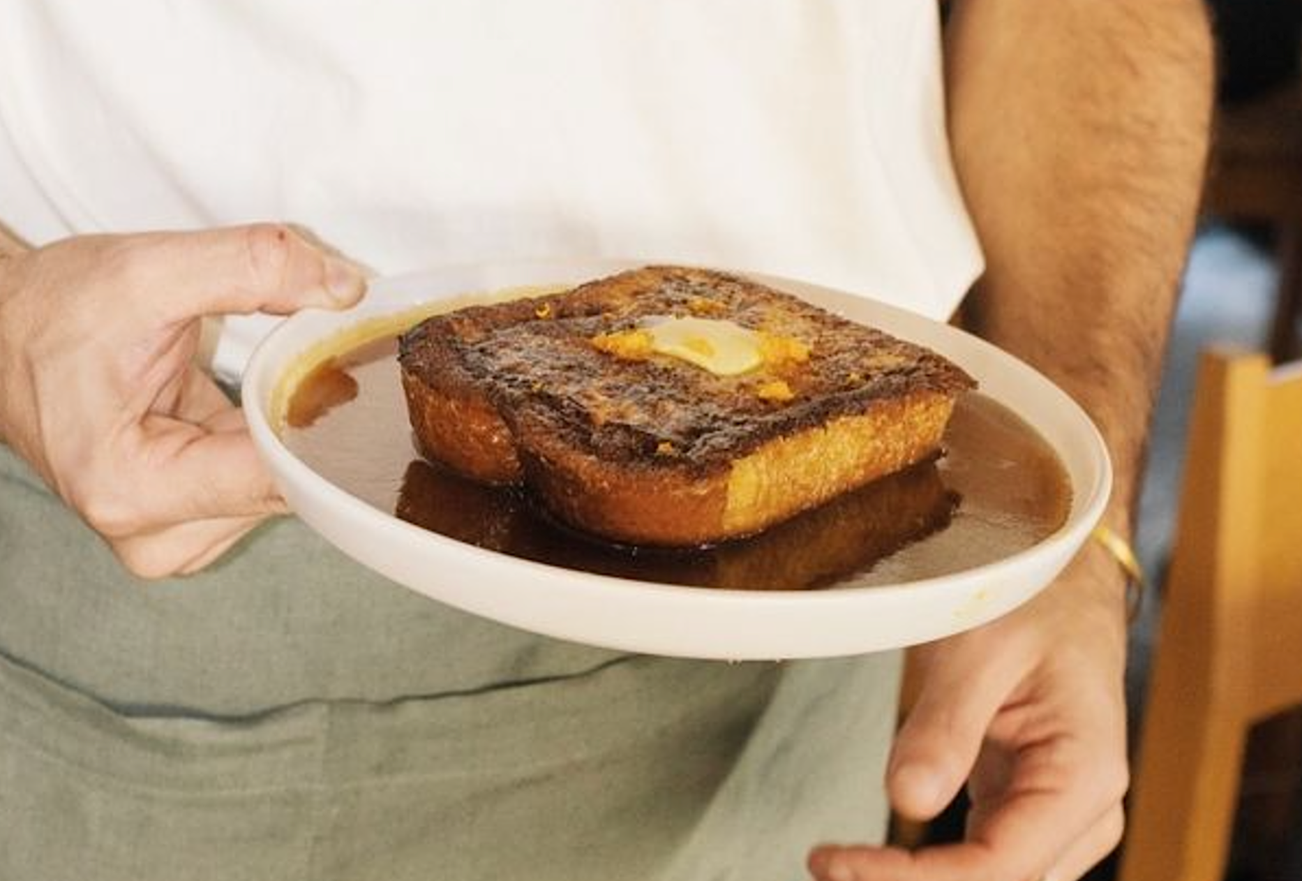 french toast on white plate