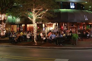 exterior of restaurant at night