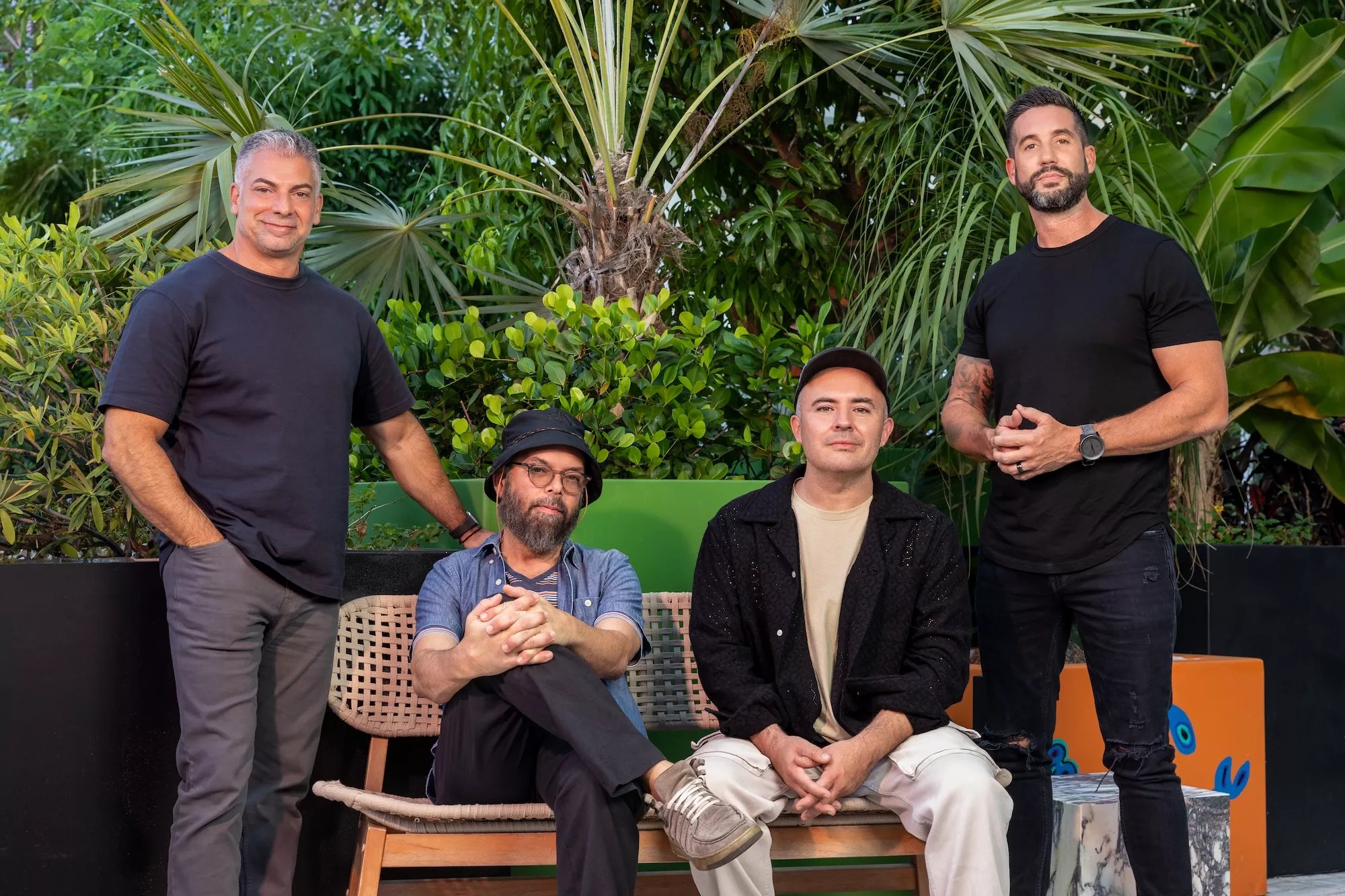 Portrait of Tom Tromba, Aramis Lorie, Jake Jefferson, and LP Steele of Poplife agency