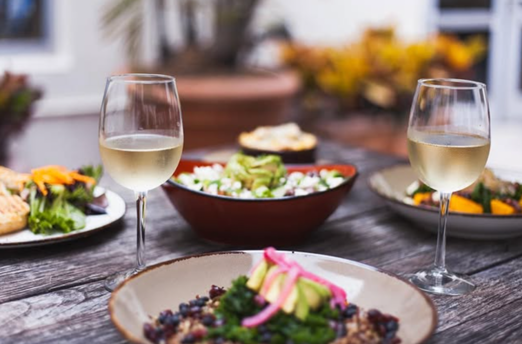 wine glasses on table