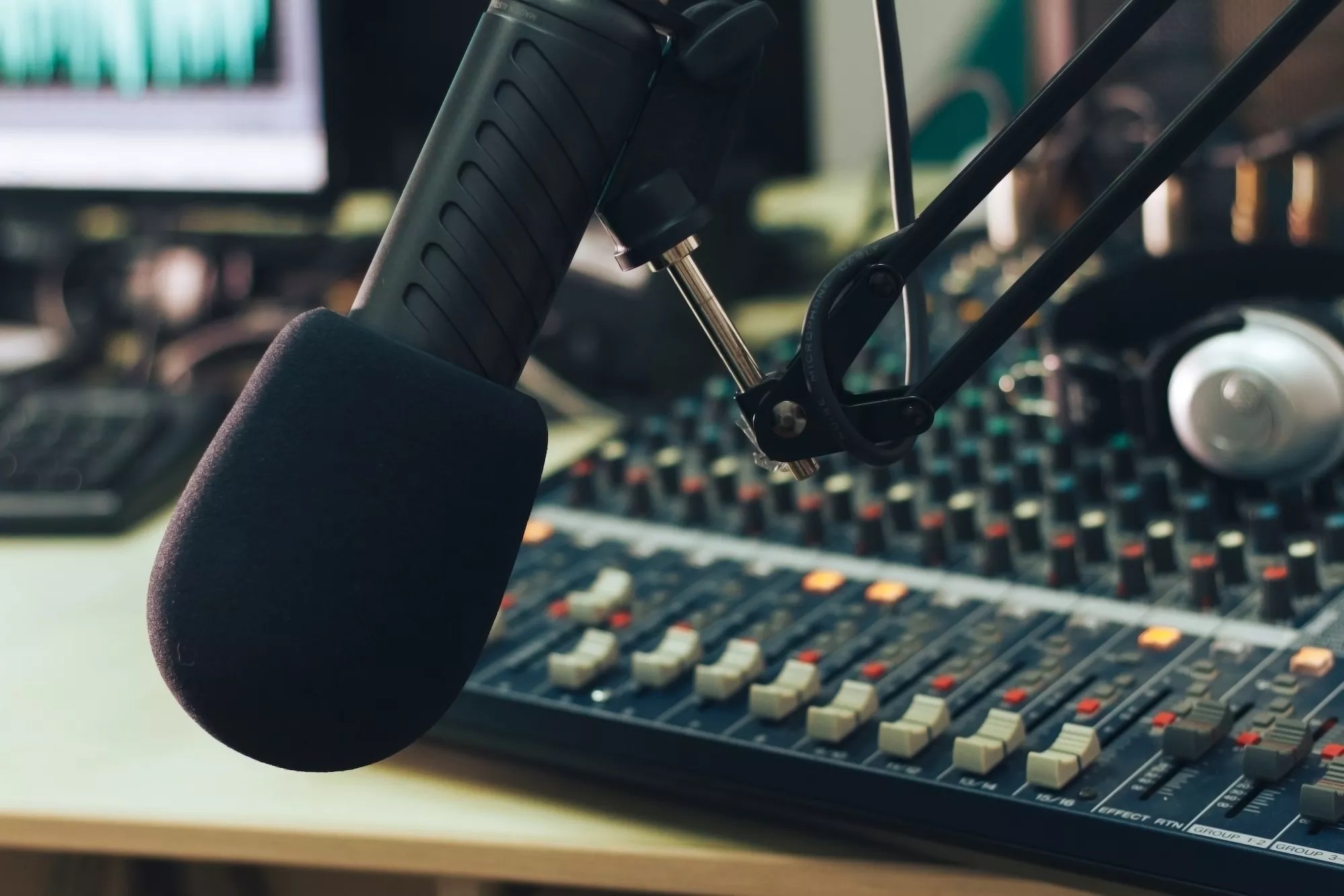 A microphone at a radio station