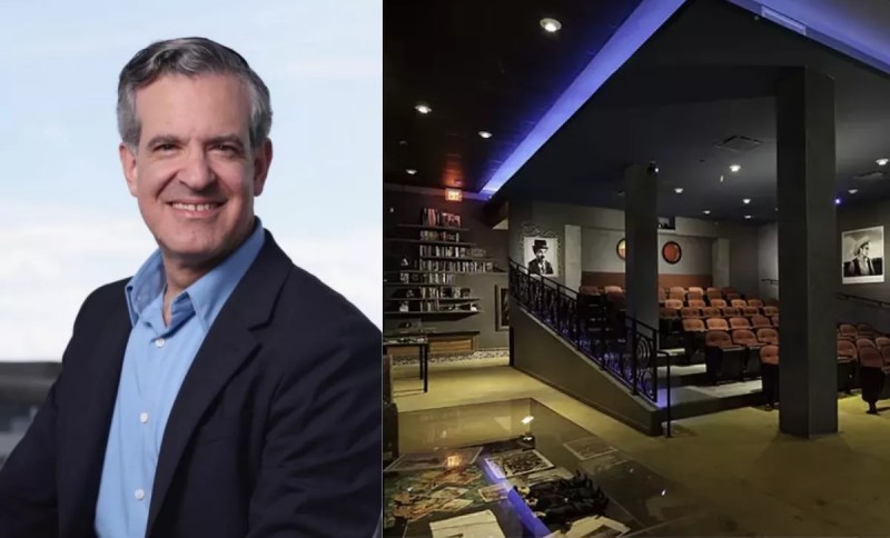 A photo collage of Miami Beach mayor Steven Meiner and O Cinema South Beach.