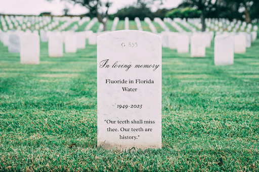 a gravestone for Fluoride in Florida: 1949-2025