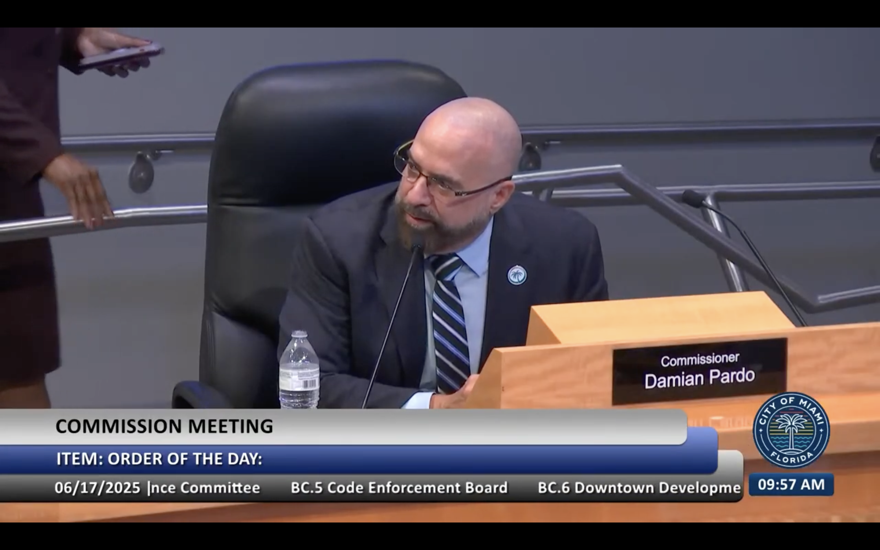 Miami City Commissioner Damian Pardo speaks at a meeting.