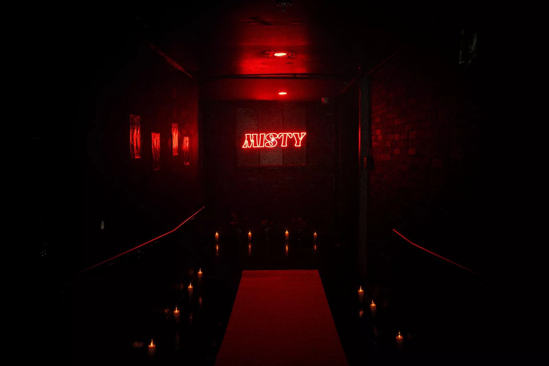 Neon light featuring the My Friend Misty party logo