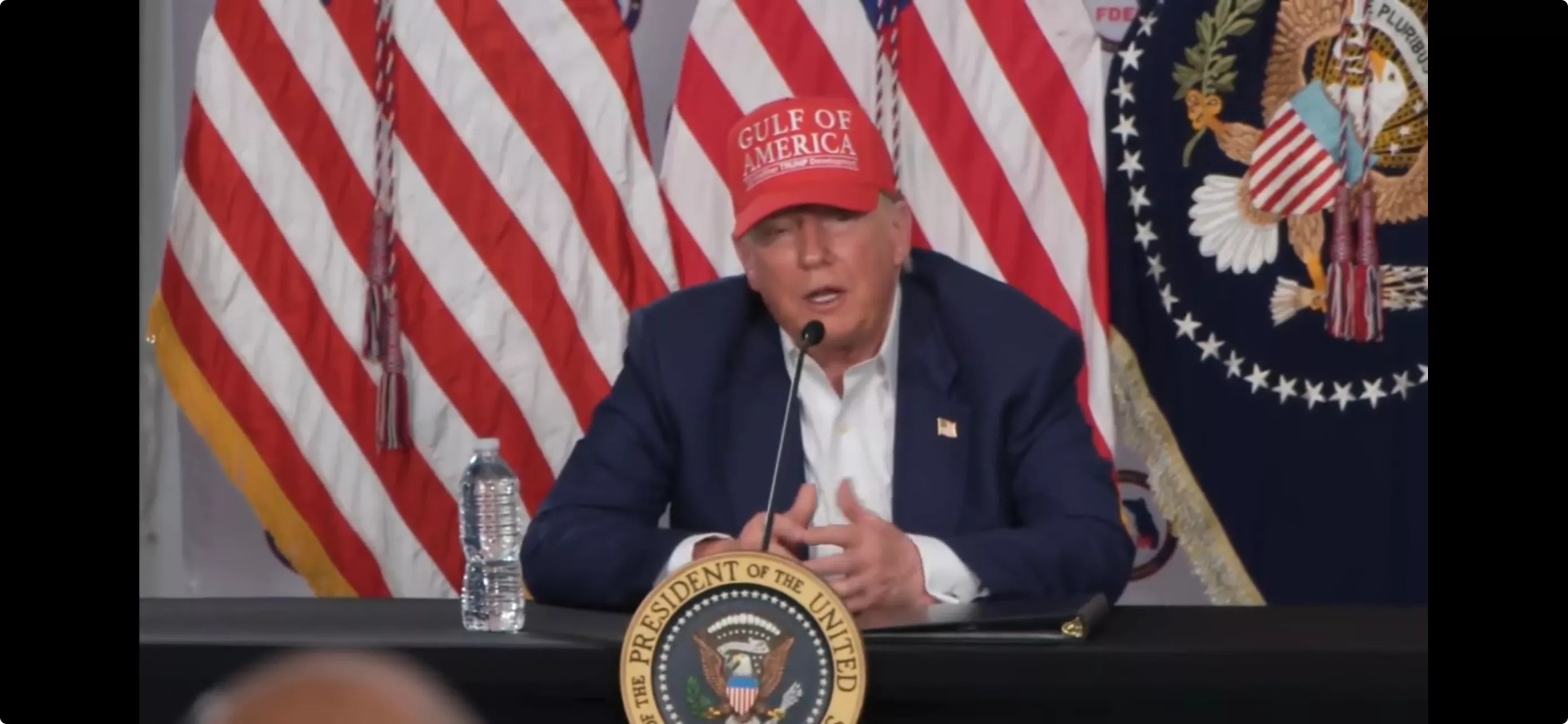 President Donald Trump addresses reporters in the Florida Everglades.