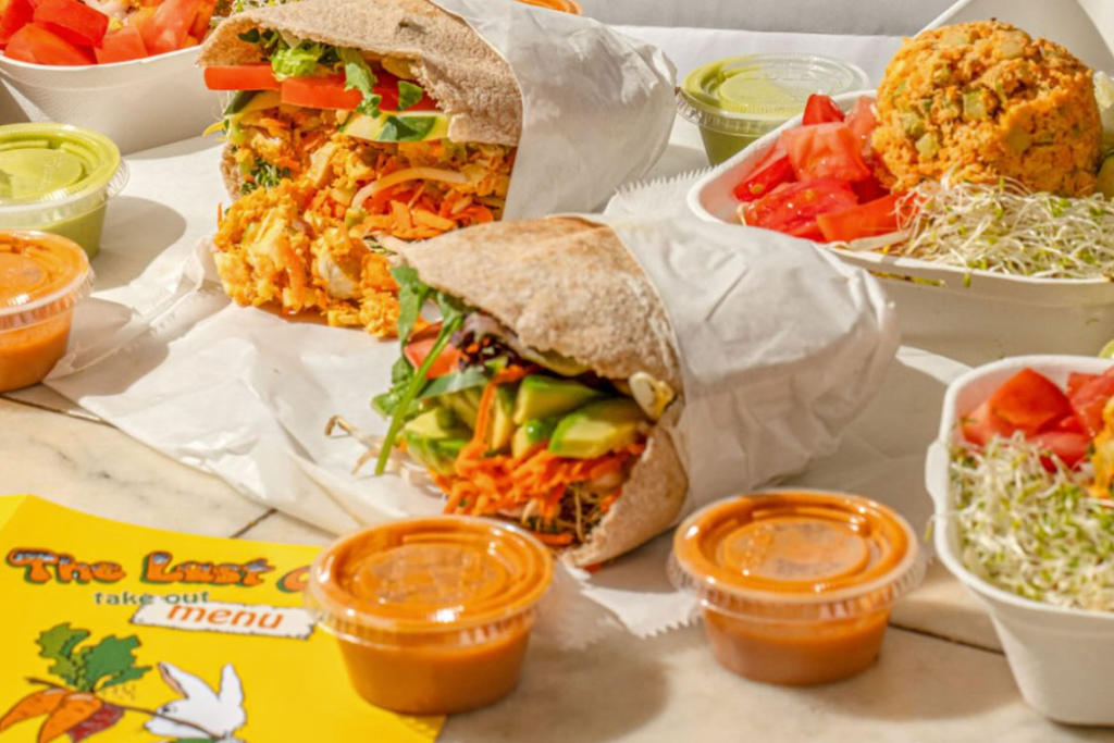 sandwiches and wraps on a table